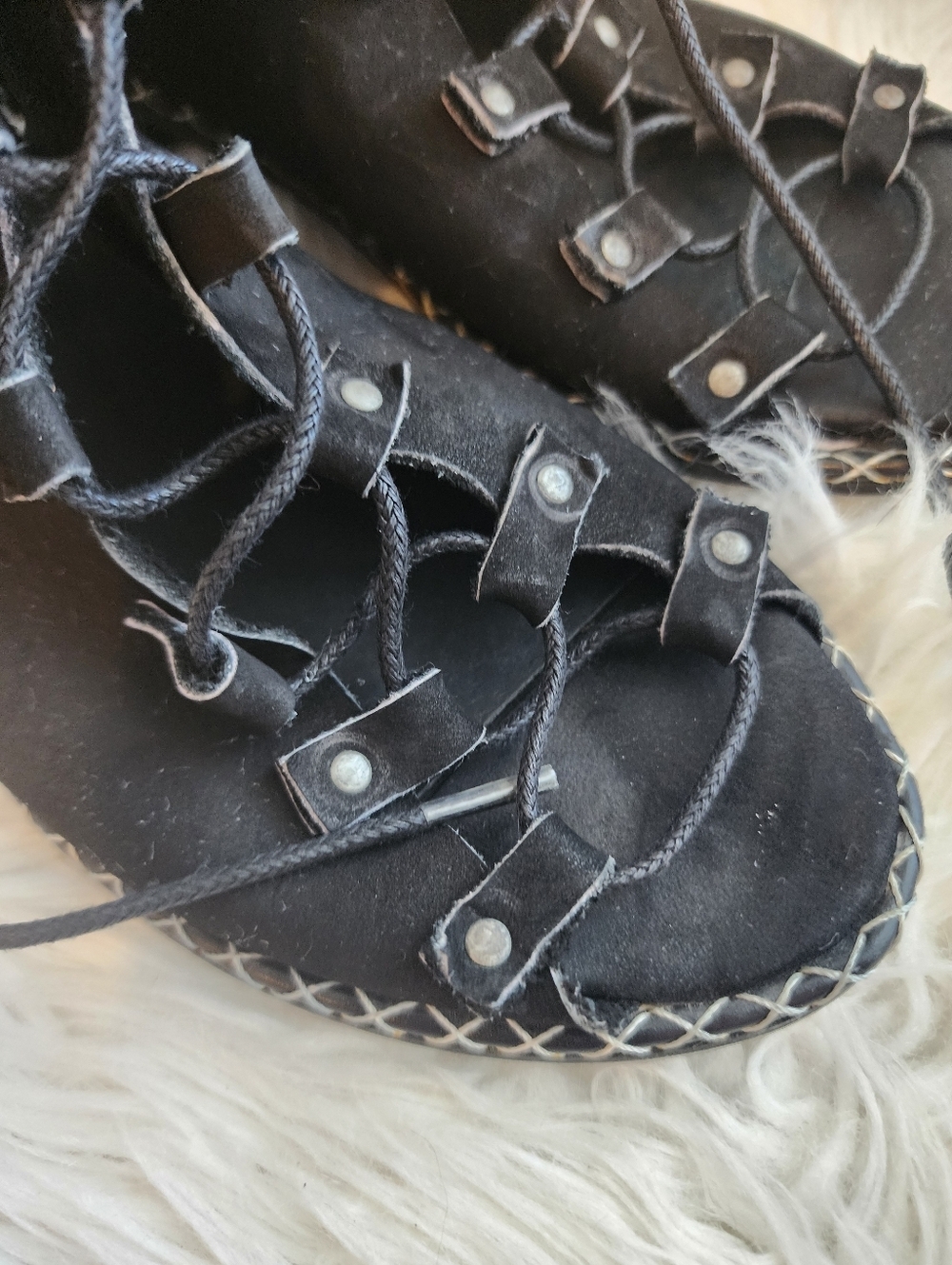 Free People Edgewater Lace Up Sandal size 6.5 MSRP: $168 Black Leather - Picture 13 of 15